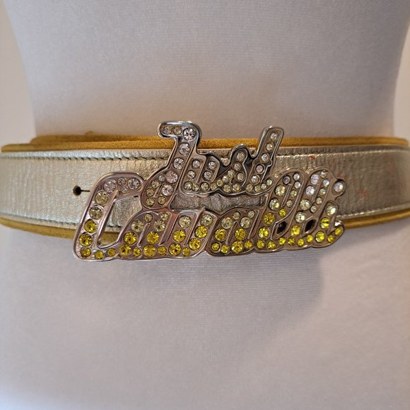 Just Cavalli Women\'s Leather Silver Yellow Crystal Belt IT 80 main image 11